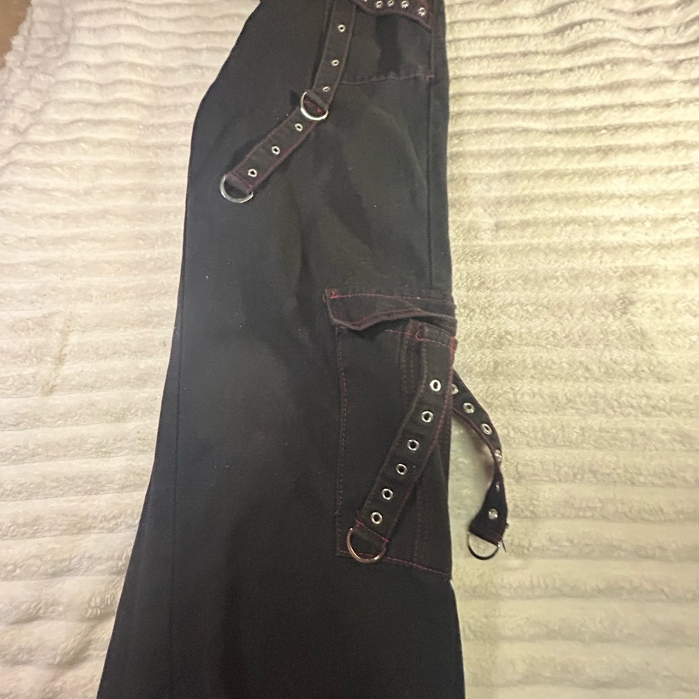 Edgy Black Pants with Silver Ring Details